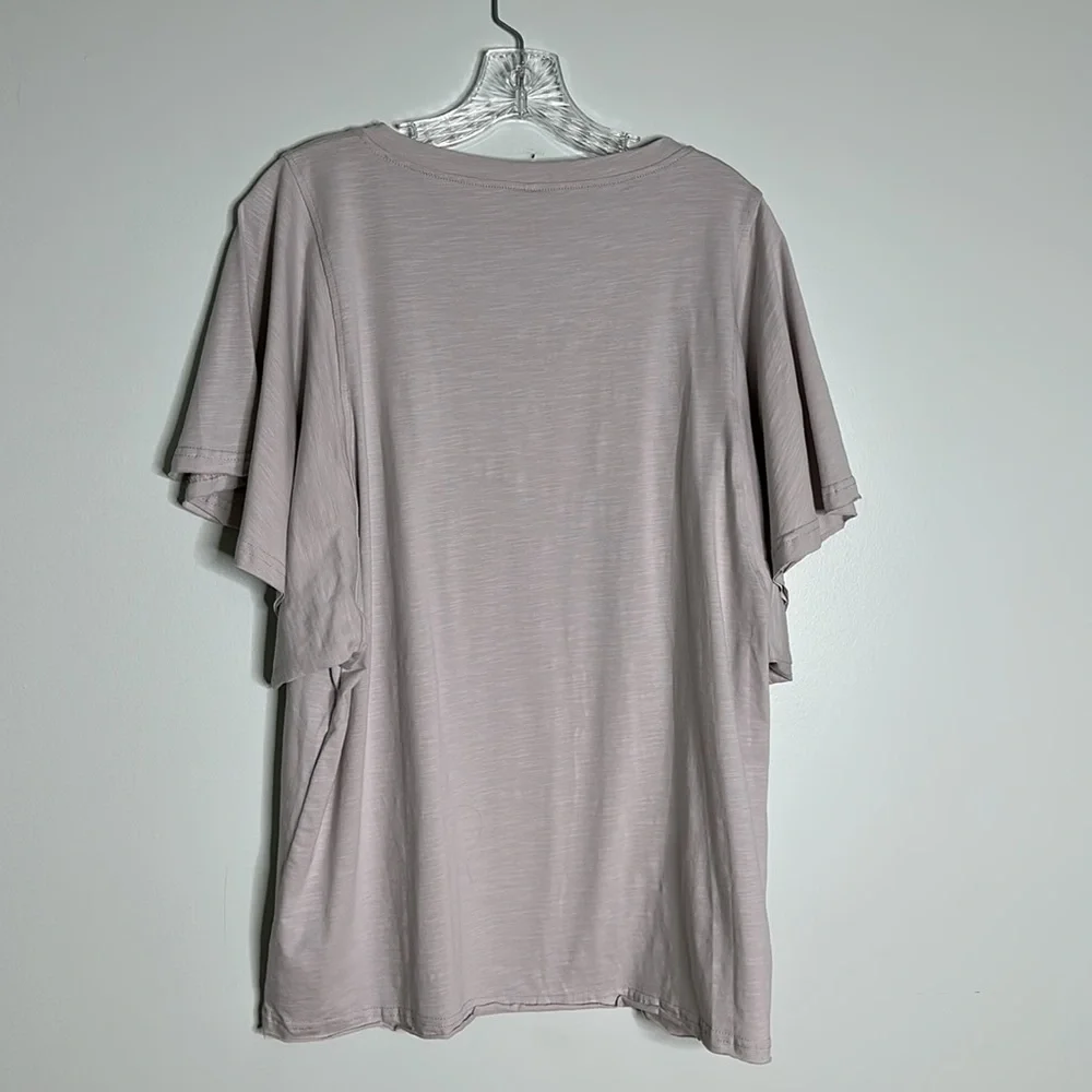 NWT Niashot women’s loose v neck t shirt with wide batwing sleeves in light gray - Picture 11 of 12